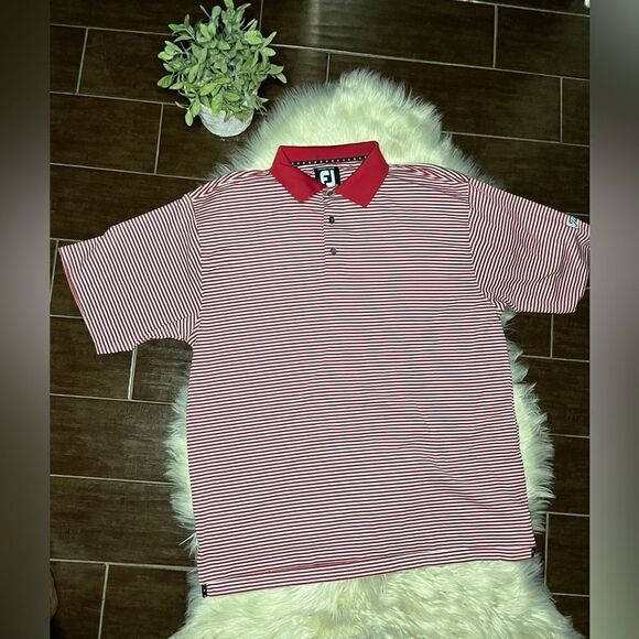 FootJoy red/white striped polo sz XL - Picture 1 of 6